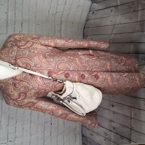 Vintage ?? Womyn trench kiss trench coat pink paisley car coat sz 8